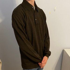 Zegna Long Sleeve Brown Polo
